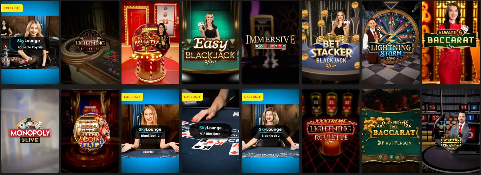 Jeux en direct sur Casino Extra
